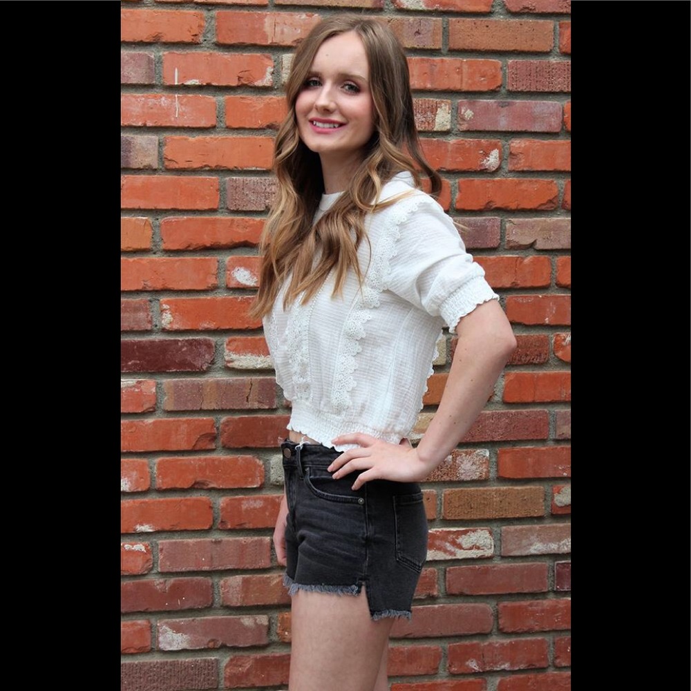 JBD High Low Frayed Hem Shorts in Washed Black